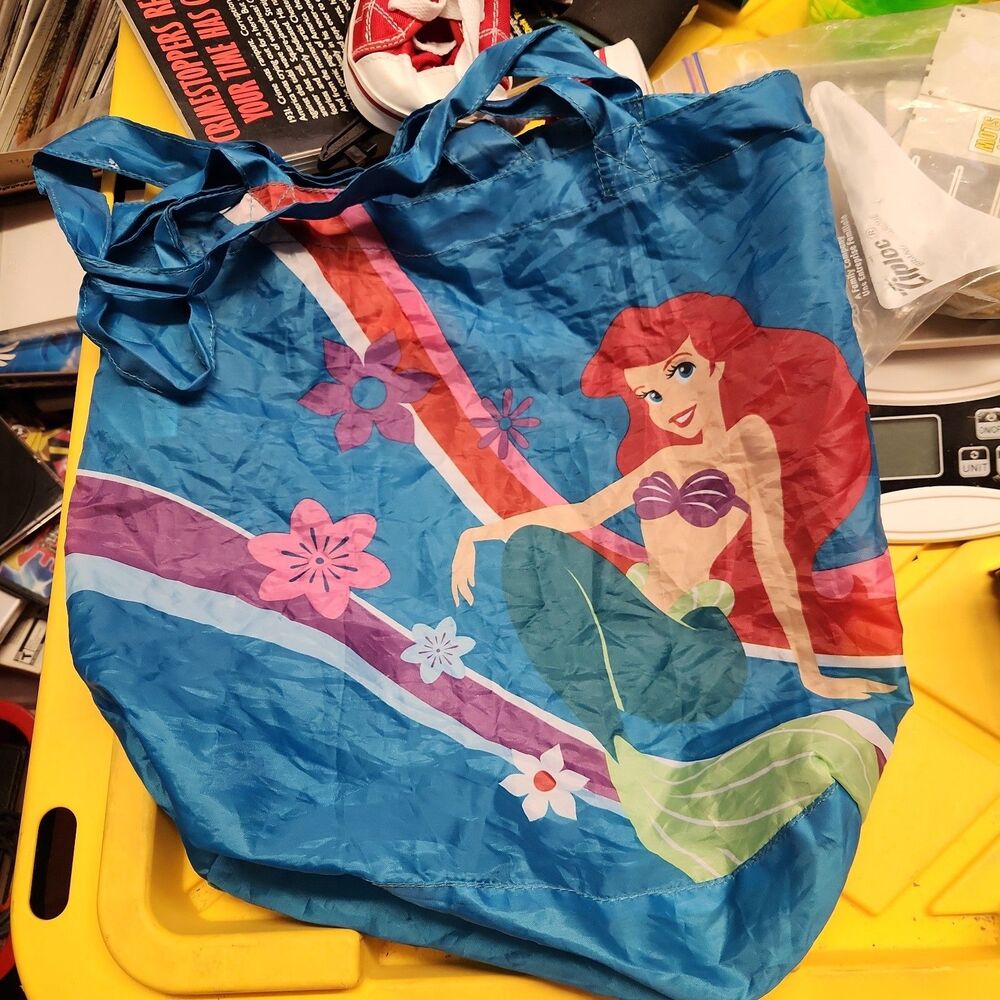 Vintage Disney Little Mermaid ARIEL Travel Reusable Tote Bag Blue